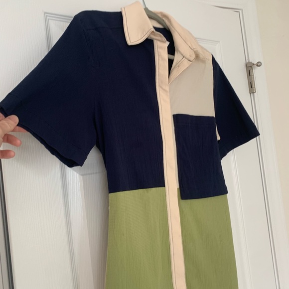 Gospell Leafage Colour Block Shirt Dress - Picture 2 of 13